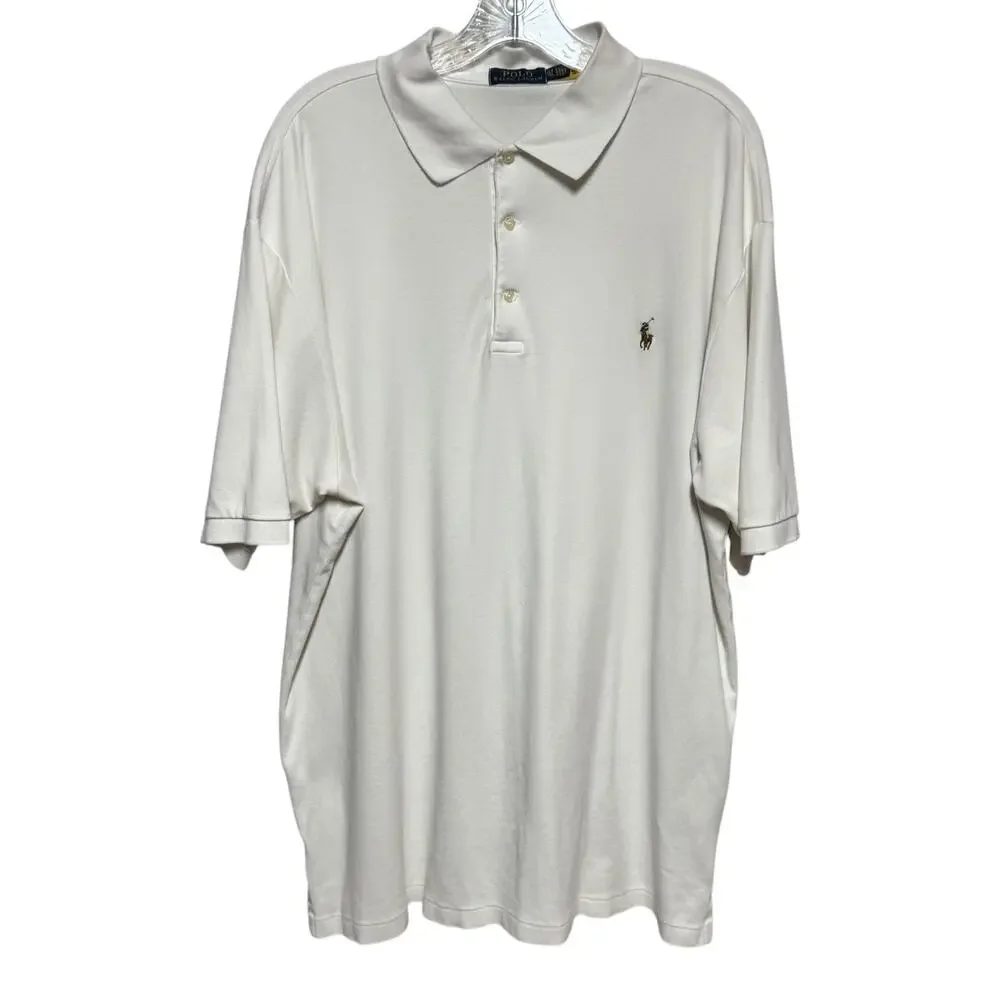 Ralph Lauren Flesh Pony Cotton Polo Shirt White Tall XL